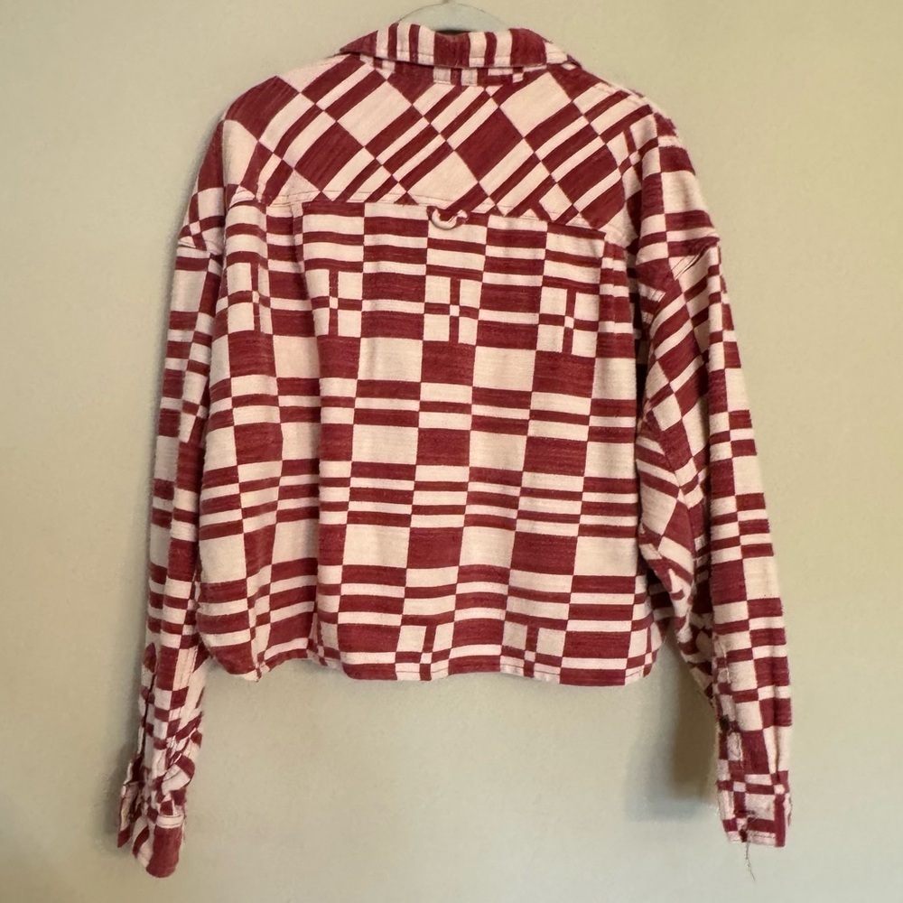 Urban Outfitters BDG Caleb Crop Flannel Shirt Jacket Sz XS Red White Cotton - Picture 2 of 16
